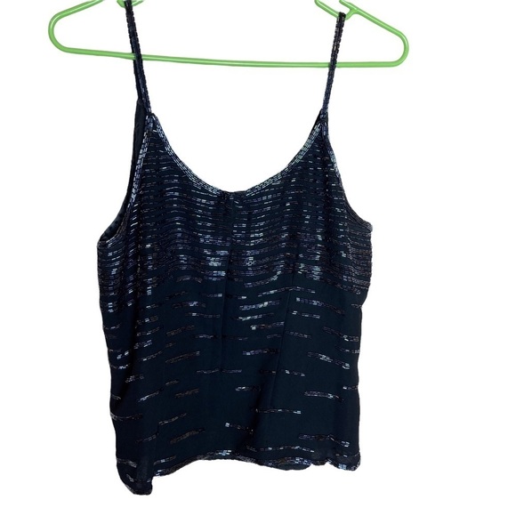 J Kara New York sz Large black sequin fitted spaghetti strap top - Picture 4 of 16